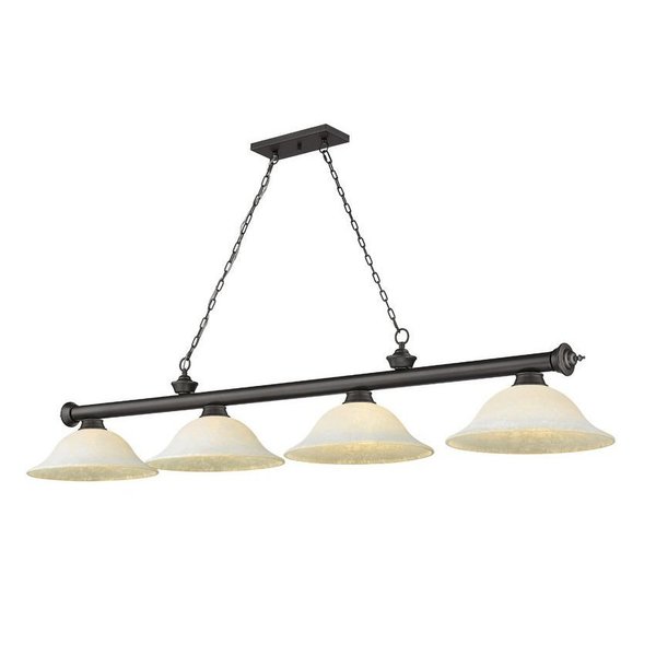 Z-Lite Cordon 4 Light Billiard, Bronze & White Mottle 2306-4BRZ-WM16